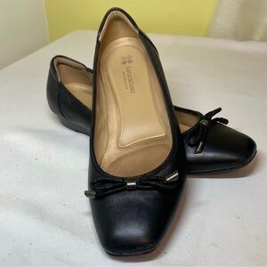 Naturalizer N5 Contour Black Leather Low wedge Slip-on Flats Size 10